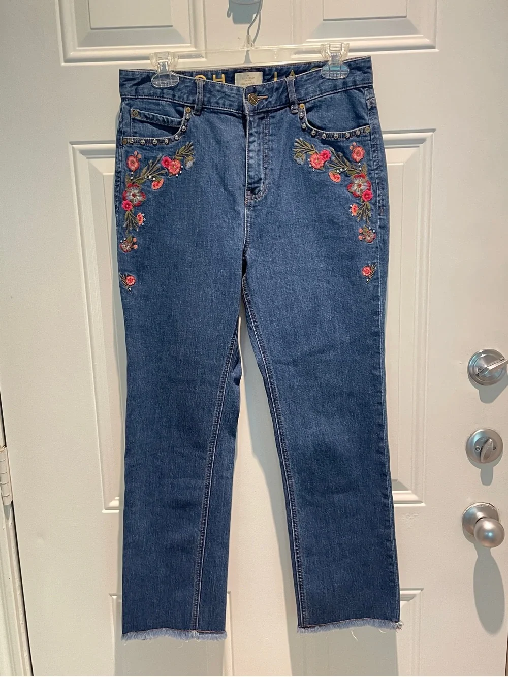 Kate Spade Broome Street Ditsy Embroidered Floral Straight Ankle Jeans Size 29